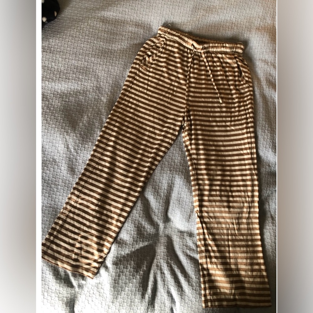 MaxMara Brown and White Striped Pants